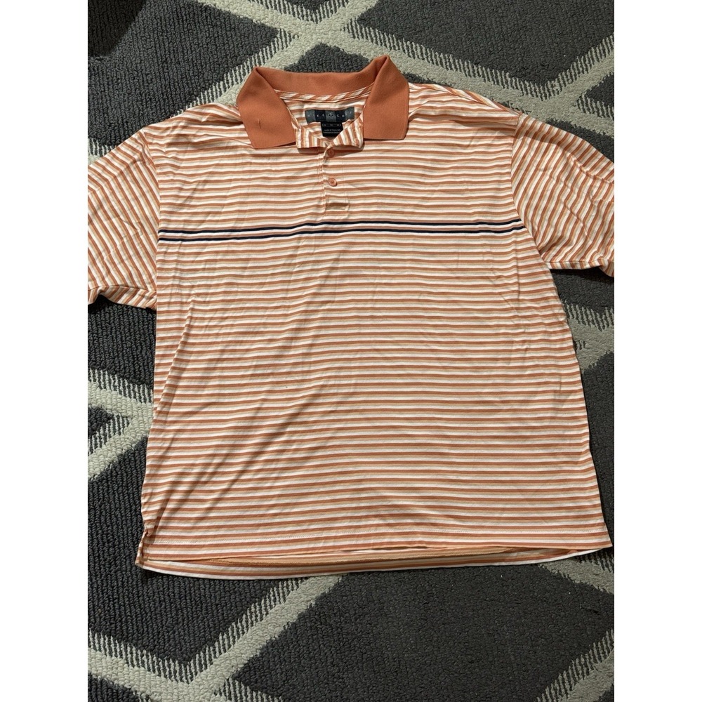 Nike Golf Polo Mens XL Orange White Stripe Dri-Fit Tour Performance New